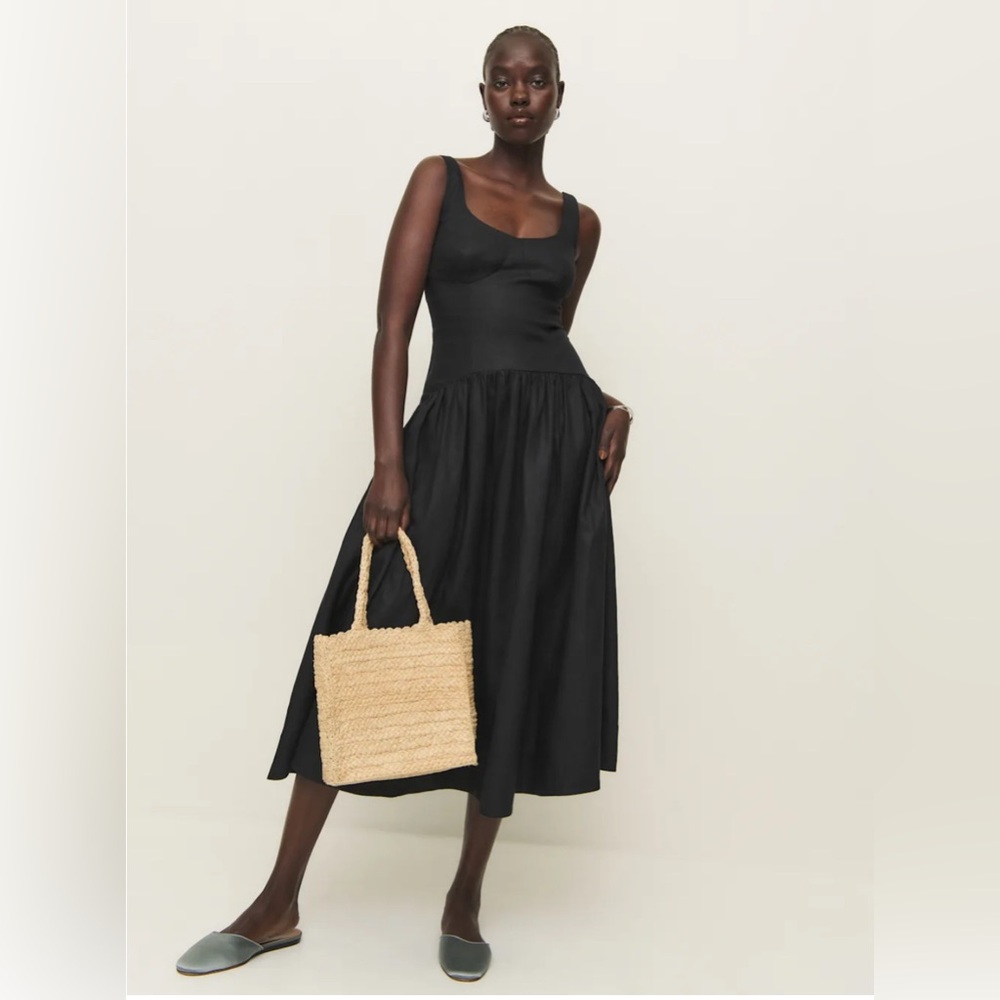 Reformation Black Midi Dress
